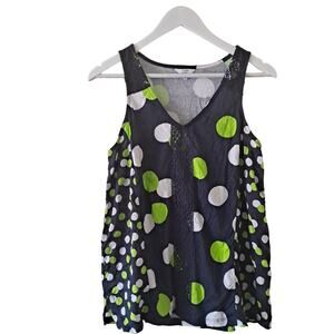 Crown & Ivy Multicolored Soft V-neck Sleeveless Top with Geometric Pattern -XS